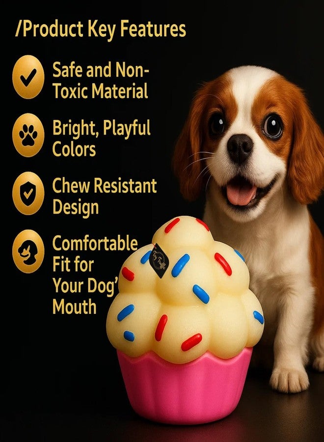 Toy Truffle لعبة كلاب على شكل كوب مافن بالكمأة تصدر صوتاً عند الضغط عليها | تصميم كب كيك ملون مع رشات ملونة | آمنة للمضغ للكلاب الصغيرة والمتوسطة | تصدر صوتاً عند الضغط عليها للعب وجلب الأشياء وتخفيف الملل | لعبة للحيوانات الأليفة للمرح والمضغ (النوع 7) - Image 4